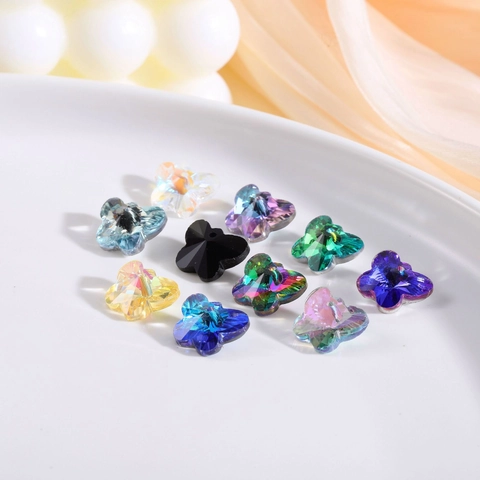 Crystal Butterfly Pendant Faceted Glass Butterfly Bead For DIY Jewelry Making Necklace Earring Charm Accessory Pendant Only