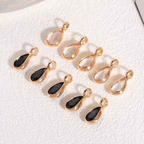 Minimalist Gold Plated Copper Teardrop Pendants Man Made Crystal Water Drop Charms For DIY Bracelet Necklace Jewelry Making