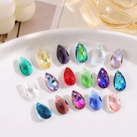 Teardrop Faceted Artificial Crystal Glass Pendant DIY Jewelry Making Crafts Minimalist Accessory Pendant For Necklace Home