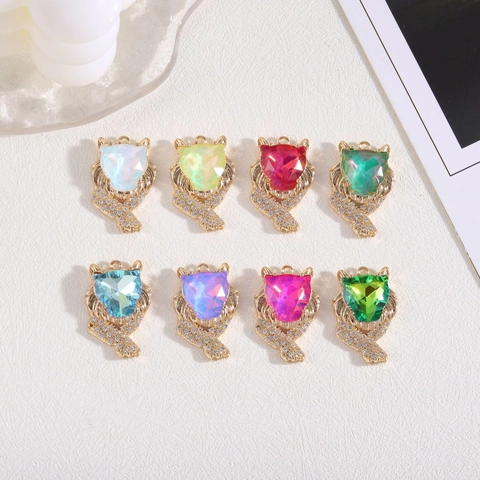 Luxus Mocha Leopard Kopf Anhänger Kupfer Zirkon Eingelegt DIY Schmuckzubehör Für Halsketten Herstellung Tier Charms Zubehör