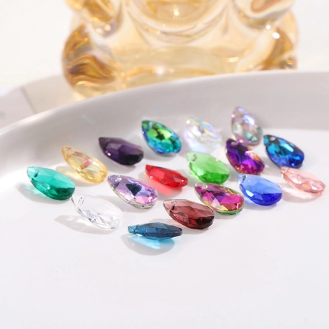Teardrop Faceted Artificial Crystal Glass Pendant DIY Jewelry Making Crafts Minimalist Accessory Pendant For Necklace Home