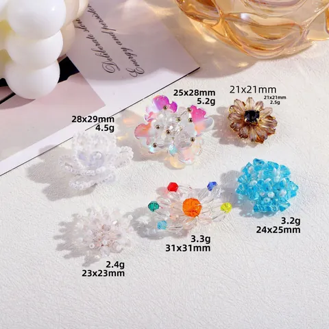 Handmade Beaded Flower Charms Artificial Crystal Pearl Floral Accessories For DIY Hairpins Hanfu Ancient Style Jewelry Making