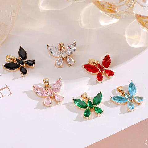 DIY Butterfly Charms For Jewelry Making Alloy Gold Plated Rhinestone Butterfly Pendants For Necklace Bracelet Making