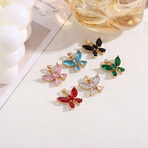 DIY Butterfly Charms For Jewelry Making Alloy Gold Plated Rhinestone Butterfly Pendants For Necklace Bracelet Making