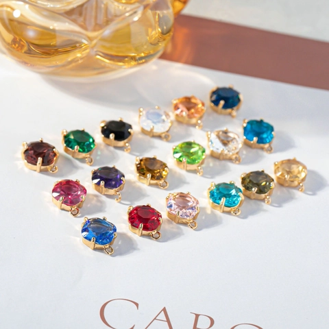 18K Gold Plated Copper Rhombus Artificial Crystal Pendants For DIY Earring Bracelet Jewelry Making Crafting Accessories