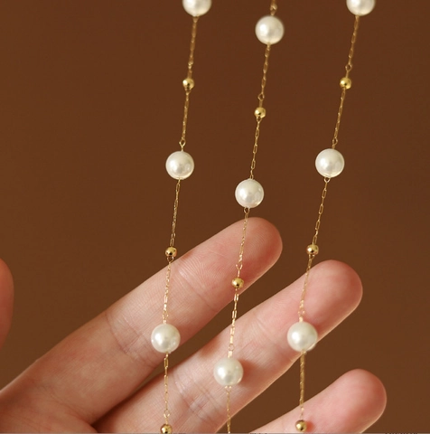 Elegant Stainless Steel Artificial Pearl Necklace Gold Plated Gypsophila Choker For Women Minimalist Dainty Jewelry Neck Accessory