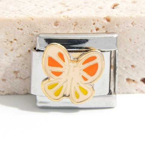 Roestvrij Stalen Italiaanse Charm Modulaire Schakel Emaille Hart Vlinder Regenboog Patronen Unisex DIY Armband Sieraden Accessoire