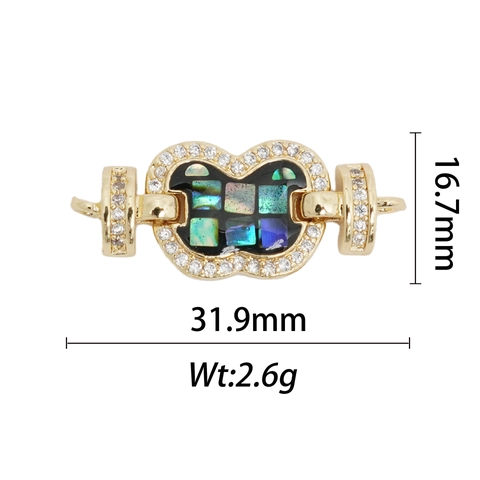 Fashion Copper 18K Gold Plated Rhinestone Mother Of Pearl Inlaid Pendant DIY Jewelry Finding Heart Butterfly Bow Flower Accessories For Women