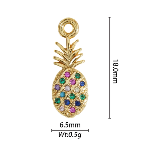 Micro Pave Fruit DIY Pendant Copper Zirconia Pineapple Strawberry Cherry Carrot Charm For Jewelry Making Necklace