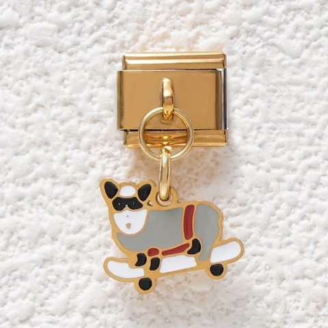 Stainless Steel Italian Charm Link For DIY Bracelet Enamel Pet Dog Paw Heart Roller Skate Personalized Jewelry Accessory