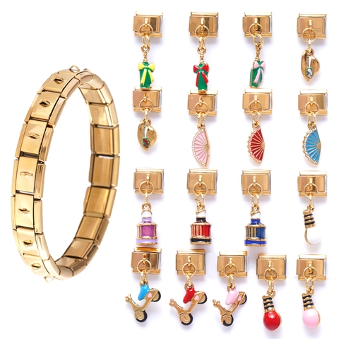 Italiaanse Charm Schakels Voor Armband DIY Sieraden Roestvrij Staal Verguld Emaille Charms Voor Dames Heren Mode Vintage Armband Accessoires
