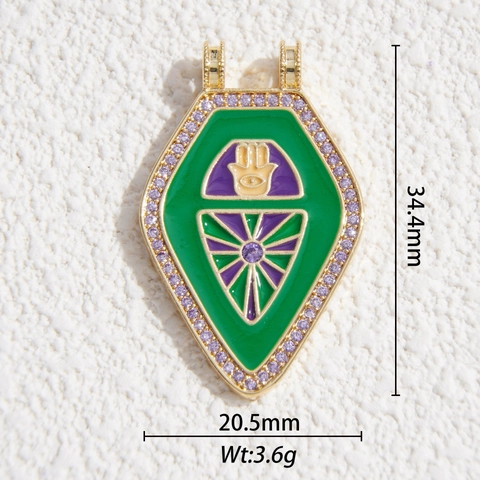 Vintage Copper Enamel Pendants Hamsa Hand Sacred Heart Evil Eye Sun Flower Rhinestone Charms For DIY Jewelry Making