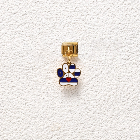 Stainless Steel Gold Plated Italian Charm Paw Print Enamel Pendant For DIY Modular Bracelet Jewelry Accessory Pet Lover Gift