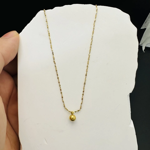 Simple Titanium Steel Mini Gold Bean Round Ball Pendant Necklace Gold Plated Gypsophila Fine Chain Jewelry For Women