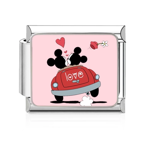 Stainless Steel Italian Charm Bracelet Modular Link Heart Pattern DIY Jewelry For Valentine Gift Women Unisex Bracelet