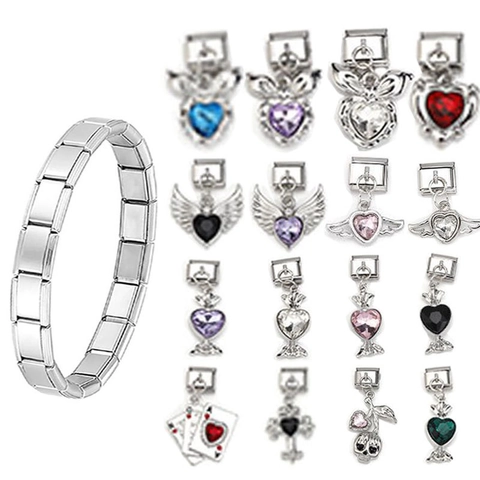 Roestvrij Staal Italiaanse Charm Armband Schakel Hart Engel Vleugels Dier Hanger DIY Modulaire Sieraden Accessoires Voor Dames Heren