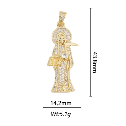 Ciondoli Pendenti in Rame Placcati Oro 18K Per Creazione Gioielli DIY Statua Religiosa Cuore Conchiglia Malocchio Zirconia