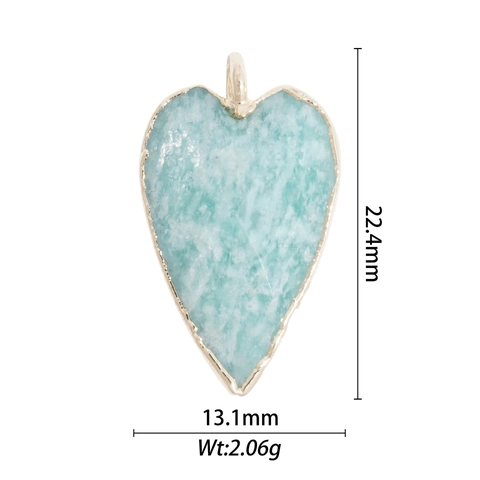 Ciondolo a Cuore in Pietra Naturale Acciaio Inossidabile Placcato Oro Ciondolo per Collana Fai da Te Accessori Gioielli per Uomo Donna