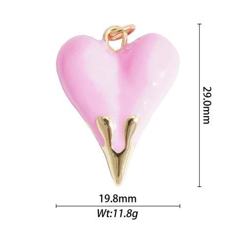 Copper Heart Pendant Rhinestone Artificial Pearl DIY Charm Enamel Lava Style Accessory For Necklace Jewelry Making Women
