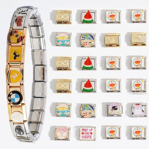 Roestvrij Staal Italiaanse Charm Link DIY Modulaire Armband Charms Voor Mannen Vrouwen Fruit Emaille Sieraden Accessoires