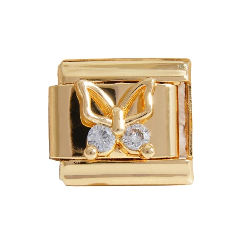 Eslabón de Pulsera con Dijes Italianos Modulares de Acero Inoxidable para Joyería de Bricolaje Dijes de Mariposa Corazón de Oro Plata Diamantes de Imitación