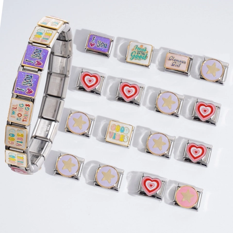Italian Modular Charm Bracelet Stainless Steel DIY Link For Women Men Minimalist Fashion Jewelry Inspirational Quote Pattern Bracelet Accessory