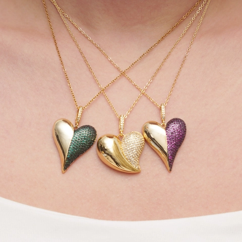 DIY Copper Heart Dolphin Sea Star Enamel Pendant For Women Gold Plated Zirconia Jewelry Making Necklace Pendant Only
