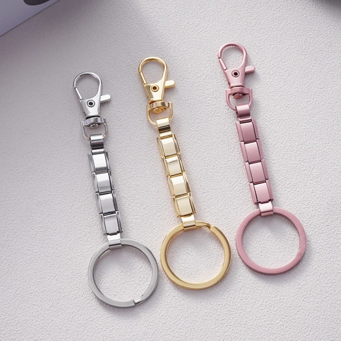 Stainless Steel Modular Keychain Gold Silver Rose Gold Plated Metal Chain Key Ring Holder Minimalist DIY Jewelry Gift