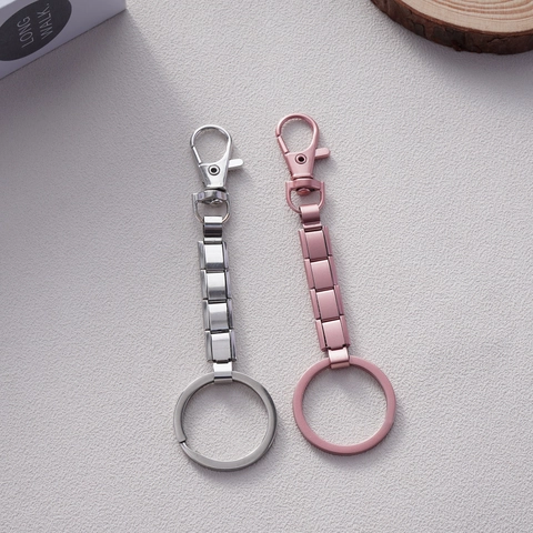 Stainless Steel Modular Keychain Gold Silver Rose Gold Plated Metal Chain Key Ring Holder Minimalist DIY Jewelry Gift