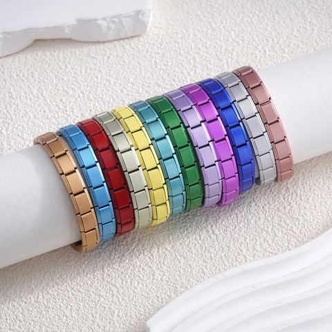 Minimalistische Roestvrijstalen Italiaanse Charm-armband Modulaire Schakel Elastische Uitbreidbare Modieuze Polsband Voor Heren Dames Sieraden