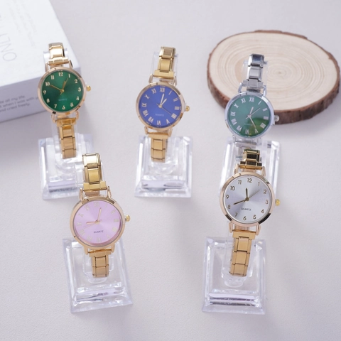 Elegante Orologio al Quarzo da Donna con Cinturino in Metallo in Acciaio Inossidabile Strass Moda Stile Coreano Orologio a Bracciale per l'Ufficio Quotidiano