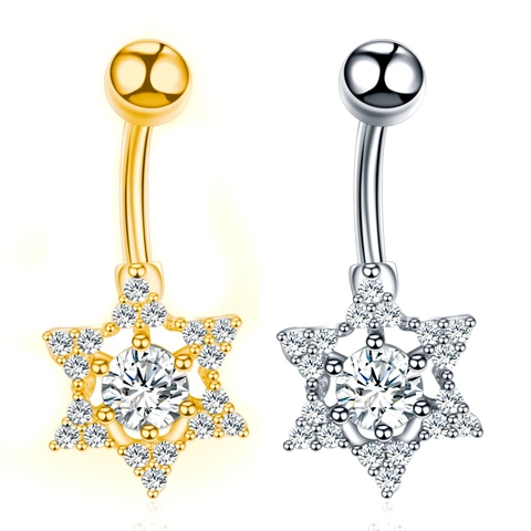 Piercing de Ombligo de Acero Inoxidable Con Estrella de Circonia Sexy Rosca Interna Joyería Para Mujer Body Jewelry De Moda
