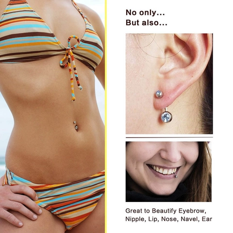 Stainless Steel Zirconia Double Gem Belly Button Ring Navel Piercing Jewelry Curved Barbell Body Jewelry Accessories