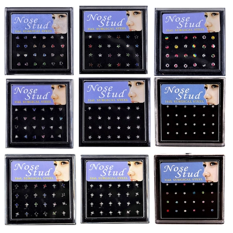 Roestvrij Chirurgisch Stalen Neuspiercing Strass Hart Ster Kruis Patronen Collectie Lichaam Piercing Sieraden Voor Dames