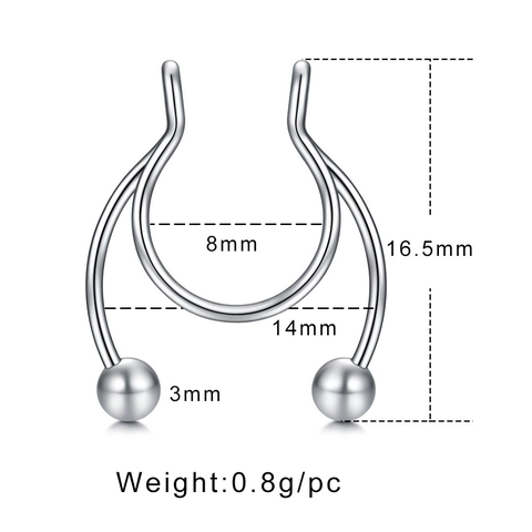 Stainless Steel Non-Piercing Faux Septum Nose Ring U-Shaped Horseshoe Nose Clip With Round Balls Body Jewelry For Men Women