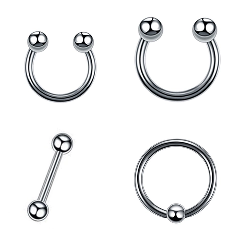Stainless Steel Horseshoe Barbell Captive Bead Ring Body Piercing Jewelry For Unisex Silver Tone Smooth Polished Design