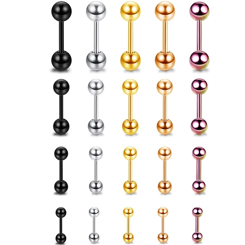 Orecchini a Bottone a Bilanciere in Acciaio Inossidabile per Uomo Donna Sfera Tonda Chiusura a Vite Gioielli Piercing Stile Punk Ipoallergenico