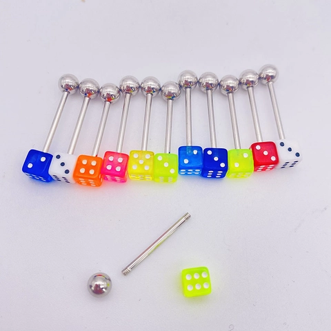 Punk Edelstahl Körper Piercing Schmuck Set Acryl Würfel Zungenstecker Lippenpiercings Augenbrauenpiercings Für Herren Damen