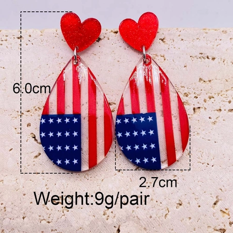 Acrylic Teardrop Earrings For Women Sporty Basketball Football Soccer USA UK Flag Print Heart Dangle Earrings Jewelry