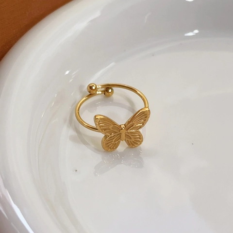 Stainless Steel Butterfly Open Ring For Women Adjustable Beach Jewelry Hollow Out Animal Finger Knuckle Toe Ring Gold Silver