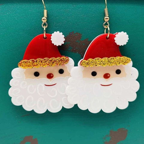 Christmas Acrylic Earrings Santa Claus Snowman Christmas Tree Snowflake Bell Patterns Holiday Party Earrings For Women Jewelry