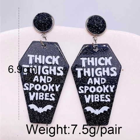 Orecchini a Goccia in Acrilico per Halloween Pipistrello Zucca Luna Bara Glitterati Gotici Gioielli per Feste da Donna