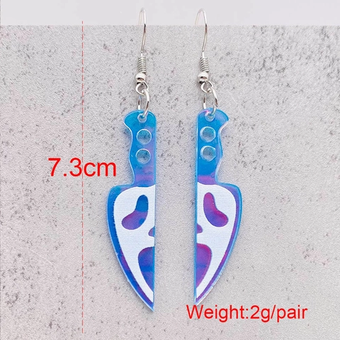Halloween Bloedspatten Print Acryl Mes Hakmes Oorbellen Creatief Horror Punk Grappige Hanger Oorbellen Voor Vrouwen Gothic Feest Sieraden