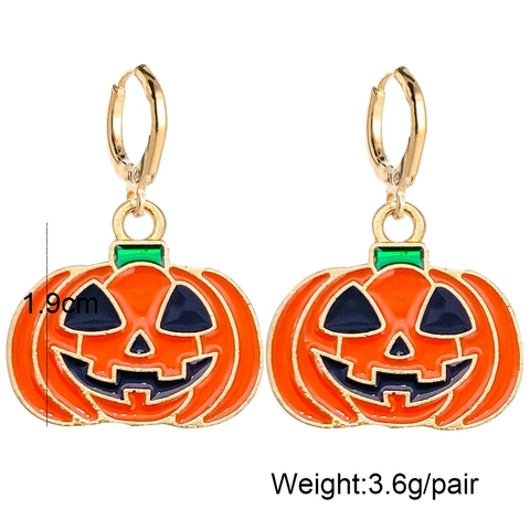 Pendientes de Gota de Aleación de Esmalte de Halloween Mujeres Asimétrico Ardilla Bellota Calabaza Murciélago Fantasma Boo Joyería