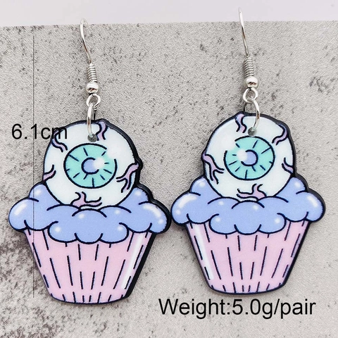 Halloween Gothic Acrylic Drop Earrings Spooky Eyeball Heart Bow Spider Web Novelty Earrings For Women Party Holiday Jewelry