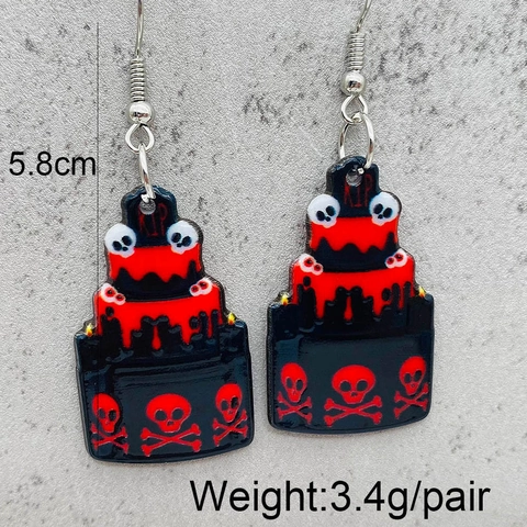 Halloween Acrylic Horror Skull Bat Balloon Lipstick Mouth Drop Earrings For Women Gothic Punk Festive Party Jewelry Gift