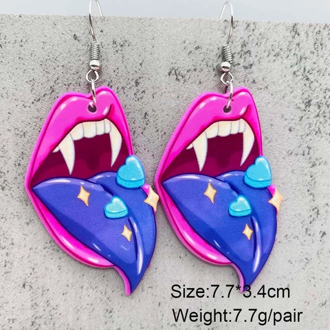 Halloween Gothic Acryl Hangende Oorbellen Vampier Lippen Toverdrankfles Planchette Bedrukte Punk Oorbellen Vrouwen Sieraden