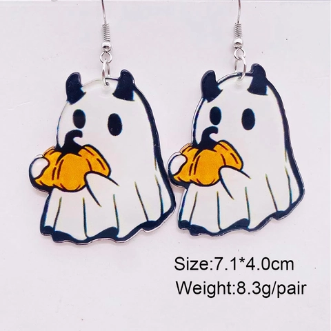 Halloween Acryl Spook Pompoen Heks Cartoon Hanger Oorbellen Grappige Festival Sieraden Voor Vrouwen Feestversiering