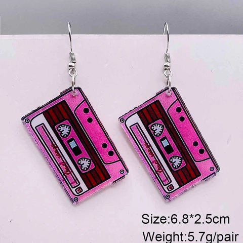 Vintage 80er Acryl Ohrringe Für Damen Retro Musik Kassette Vinyl Schallplatte Spielkonsole Boombox Neuheit Schmuck Geschenk
