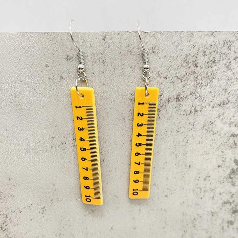 Creative Acrylic Teacher Earrings Paintbrush Palette Ruler Pencil Rainbow Apple Drop Earrings For Women School Jewelry Gift